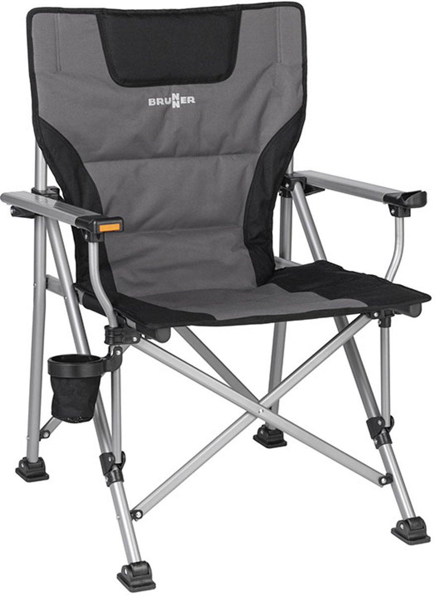 Brunner Raptor Jackofall - Campingstoel - 65 x 60 x H48/90 cm - Inklapbaar - Armleuningen met glashouder en telefoonhouder - 110 kg draaggewicht