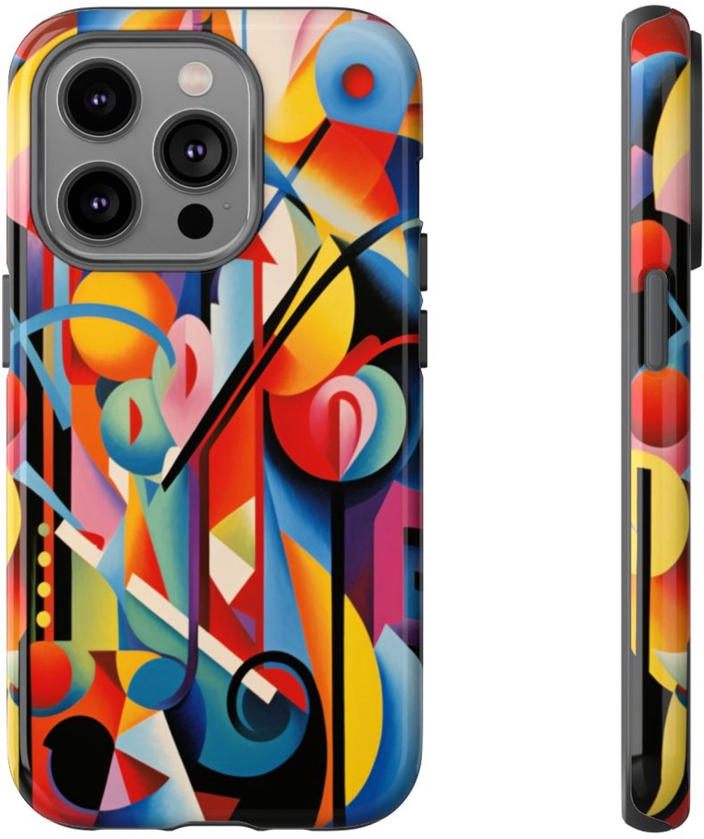 Kleurrijke Abstracte Geometrische Kunst – Telefoonhoesje Geschikt voor iPhone 14 Pro