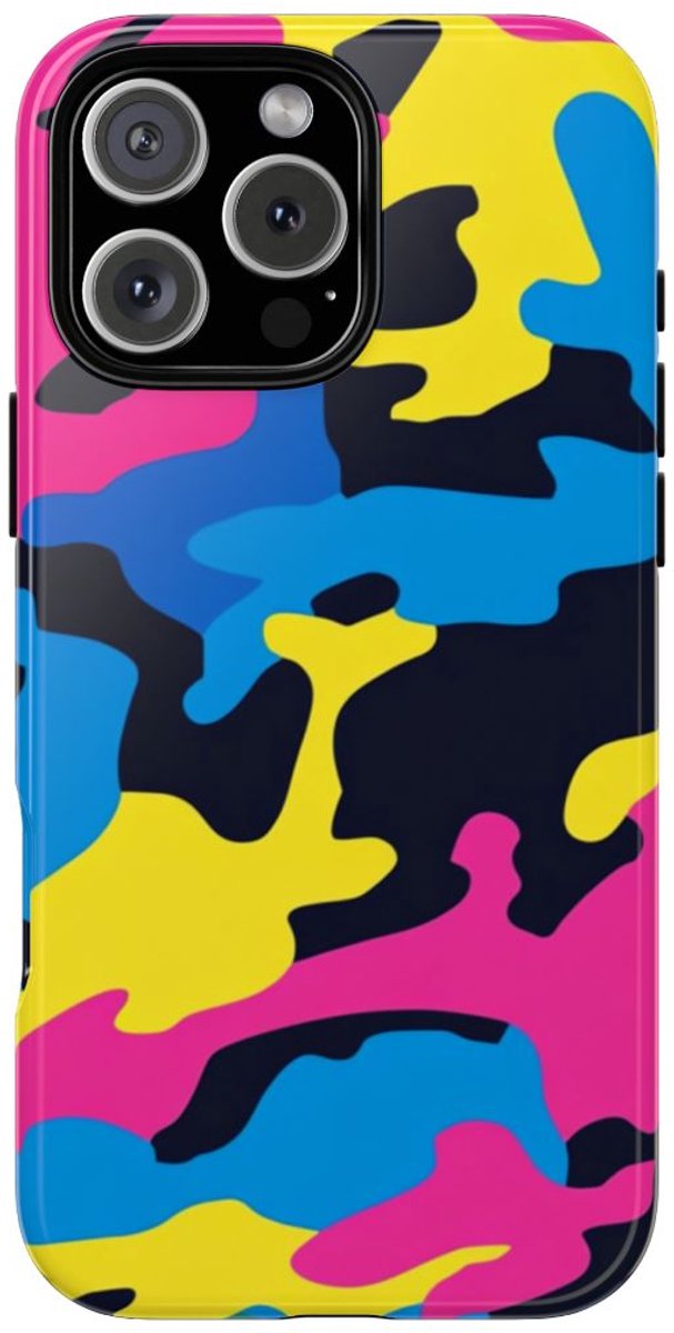 Neon Kleurrijk Camouflagepatroon – Telefoonhoesje Geschikt voor iPhone 16 Pro Max