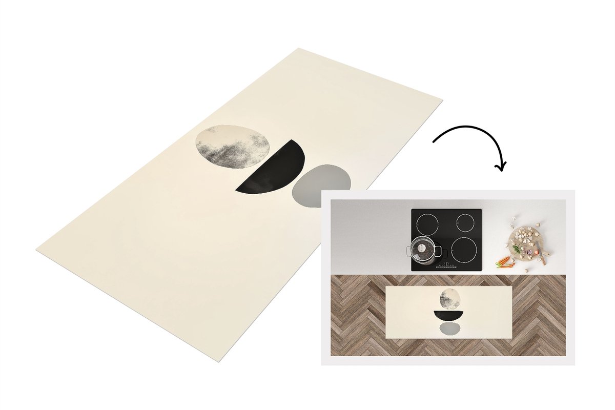 KitchenYeah Keukenloper - Keukenmat vinyl Beige - Japandi - Wabi sabi - Keukenmatten loper - Keuken vloerkleed tapijt