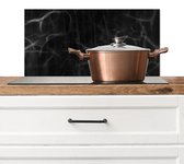 Spatscherm keuken 70x30 cm - Kookplaat achterwand Marmer - Patronen - Zwart - Muurbeschermer - Spatwand fornuis - Hoogwaardig aluminium
