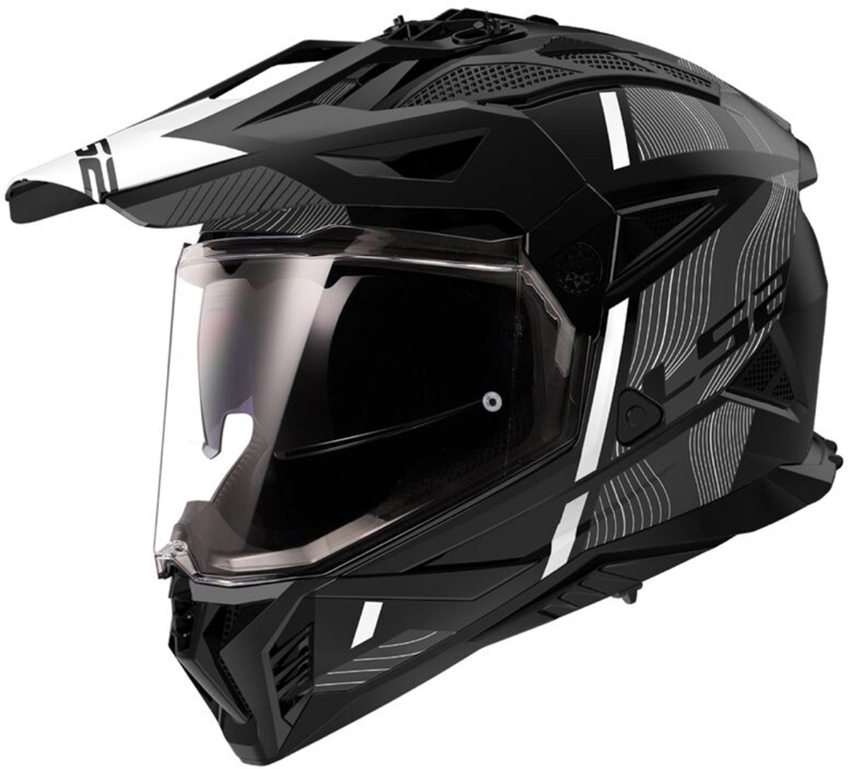 LS2 Helm Pioneer II Hill MX702 mat zwart / wit maat S