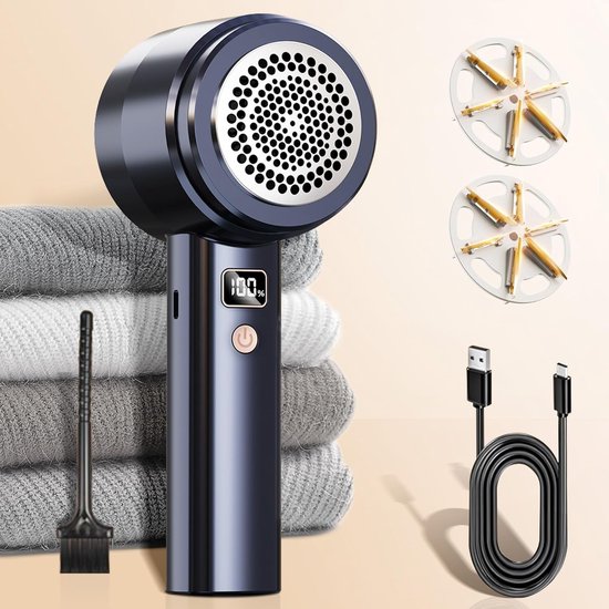 1200mAh Elektrische Pluisverwijderaar Draagbaar Oplaadbaar Stoffen Scheerapparaat Voor Kleding Meubels Bank Trui Defuzzer,6-Bladige Messen,3 Snelheden,Grote Stofcontainer,Fuzzs Bobbles Pilling Trimmer
