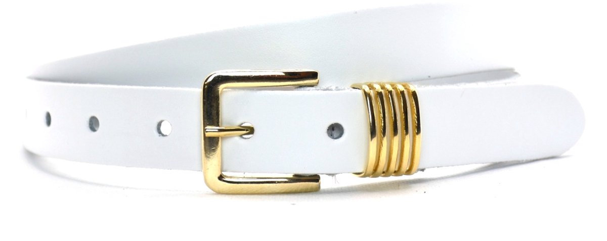 Riem dames wit met gouden gesp - witte riem gesp goud - damesriem 100% leder - Riemmaat 105 - Totale lengte 120 cm