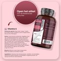 Bruine glasfles met WeightWorld Vitamine A-tabletten, met deksel en etiket met ingrediënten en gebruiksaanwijzing.