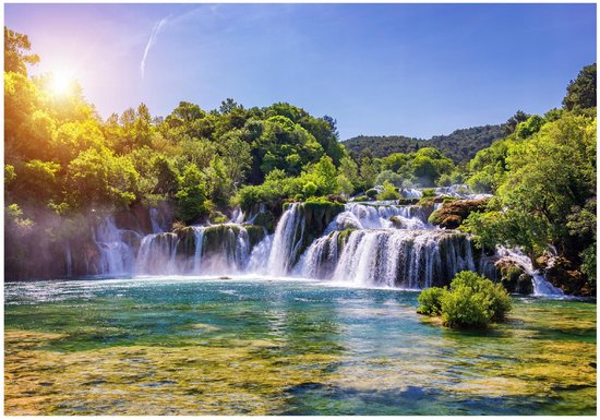 WALLARENA - Fotobehang - 400x280 cm - waterval natuur uitzicht voor slaapkamer woonkamer muurbekleding