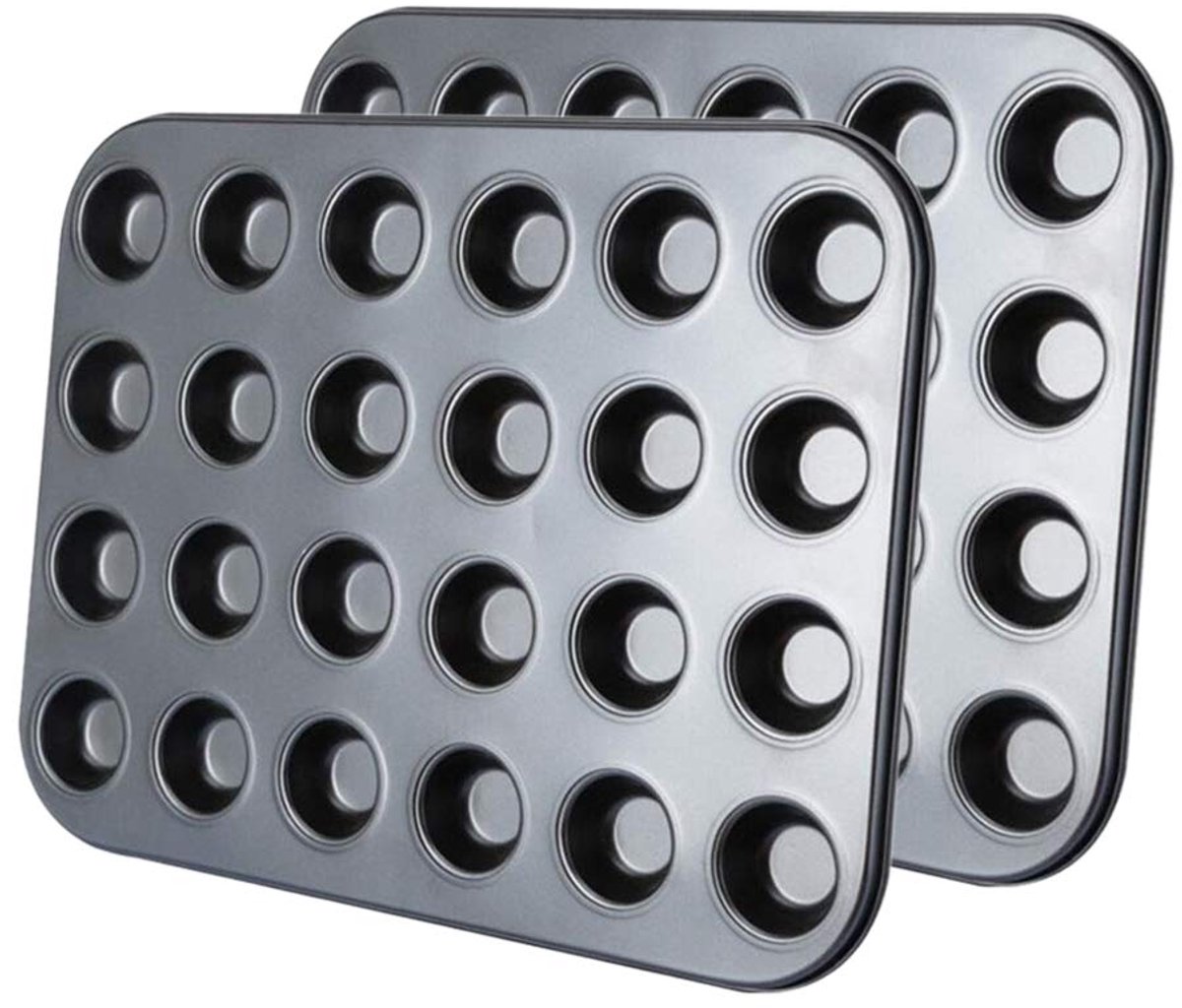 Ibenzoa® Mini-muffinvormen Set van 2 voor 24 Muffins met Antiaanbaklaag en Uitstekende Warmtegeleiding