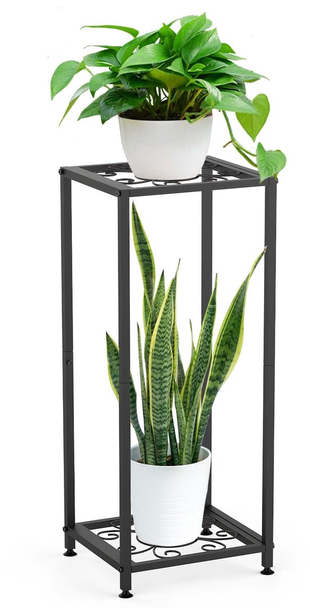 Ibenzoa® Moderne Zwarte Metalen Plantenstandaard voor Binnen en Buiten - Ruimtebesparend en Stijlvol Design