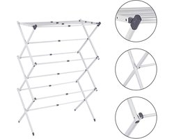 Rumi wasrek - sterke wasrek - droogrek voor kleding - droogrek voor thuis en buiten - wasrek voor binnen en buiten - Hoogwaardig Stevig uitgevoerd Staand - 4-laags opvouwbaar intrekbaar metalen droogrek met droogstangen