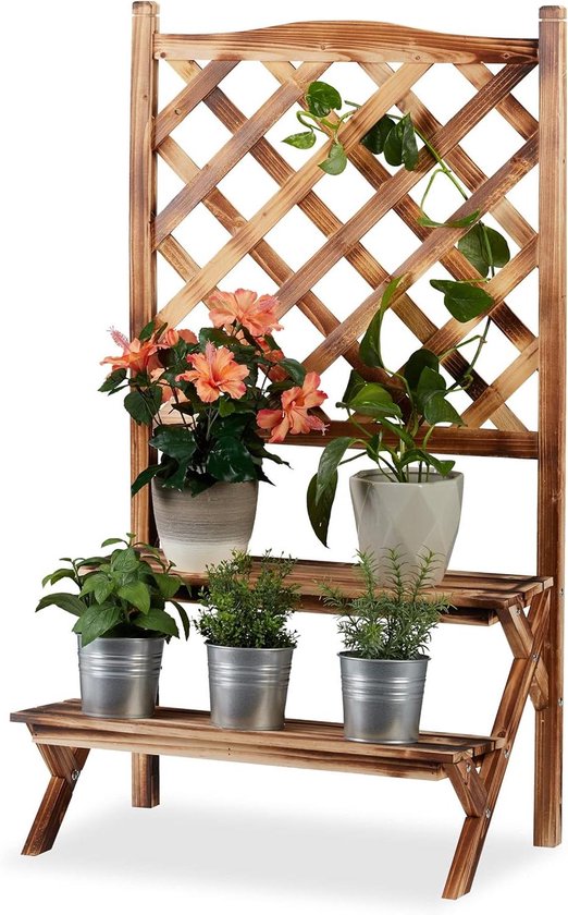 Relaxdays Plantentrap Hout Plantenrek Plantenklimrek Bloemenrek Bloementrap L 595107814