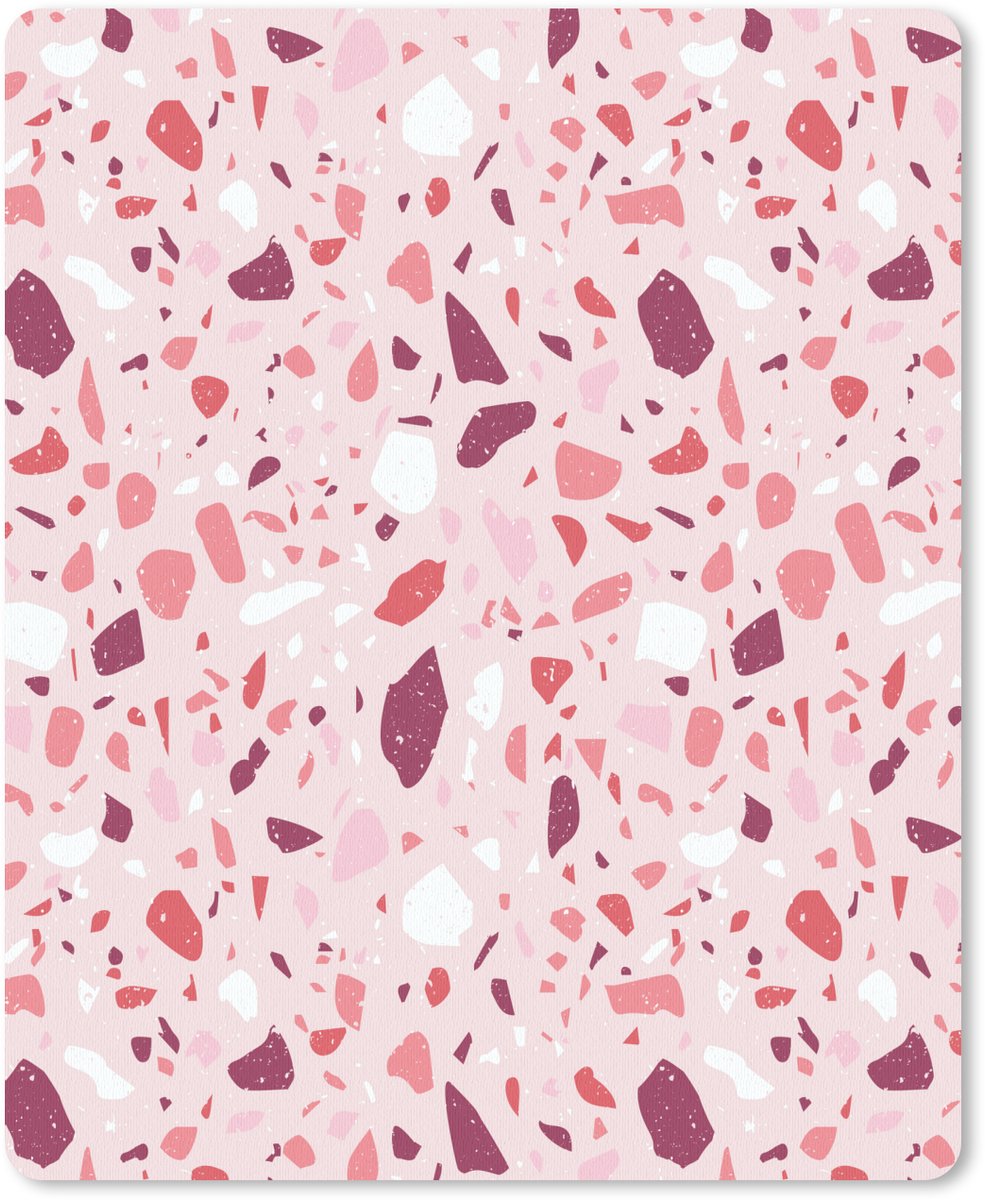 Muismat 19x23 cm - Mousepad Terrazzo - Patroon - Roze - Muismatten