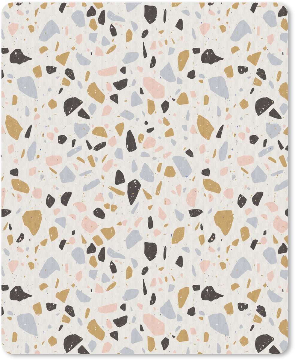 Muismat 19x23 cm - Mousepad Terrazzo - Patroon - Neutraal - Zacht - Multi - Muismatten