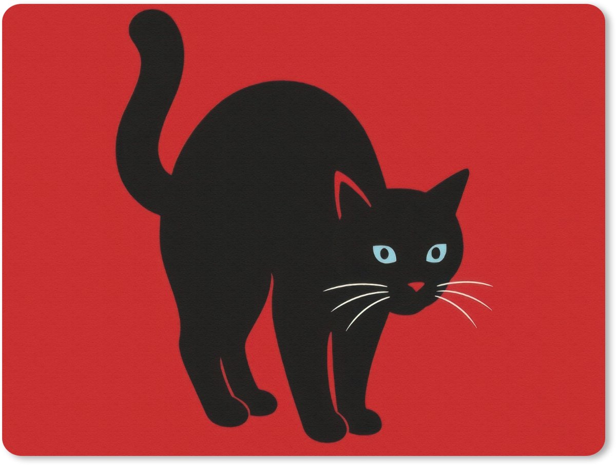 Muismat 23x19 cm - Mousepad Kat - Zwart - Staart - Muismatten