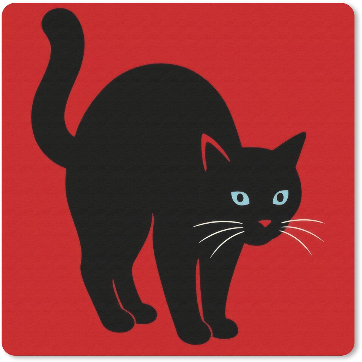 Muismat 30x30 cm - Mousepad Kat - Zwart - Staart - Muismatten