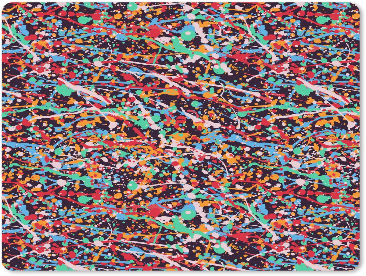 Muismat XXL 80x60 cm - Bureau onderlegger - Bureau mat Spat - Abstract - Waterverf - Multi - Bureaumat - Gaming mousepad xl - Bureaulegger groot - Computer deskmat