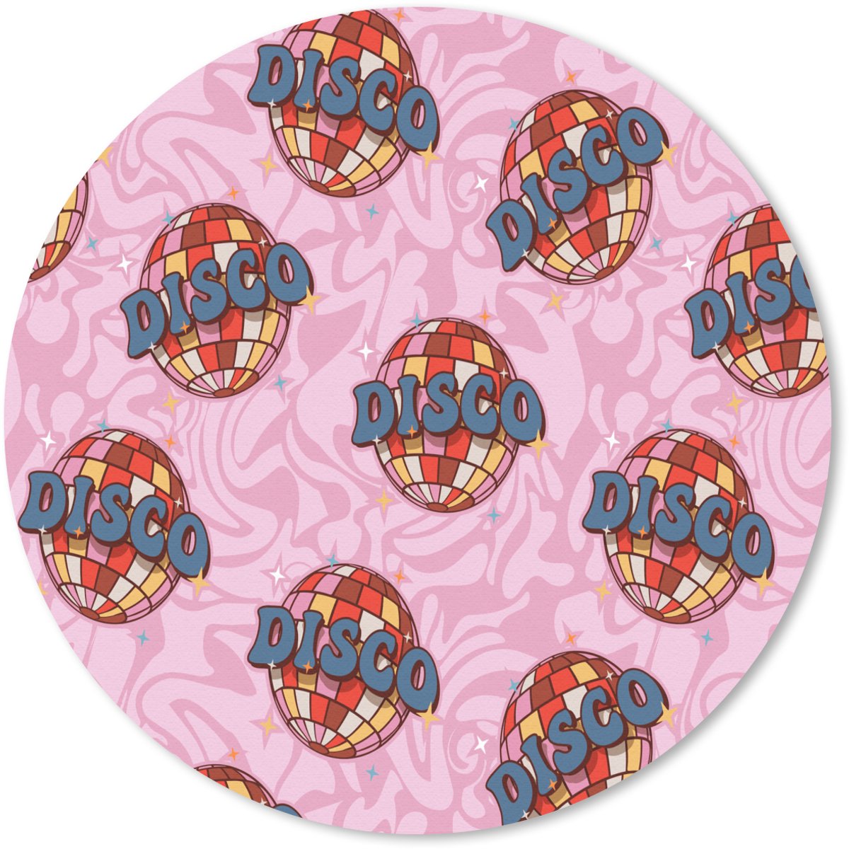 Muismat rond 30x30 cm - Mousepad Disco - Bal - Patroon - Roze - Ronde muismatten