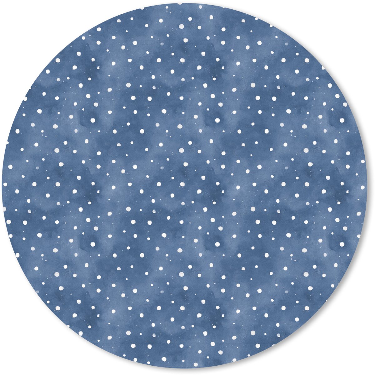 Muismat rond 50x50 cm - Mousepad Frans - Citroen - Stippen - Wit - Blauw - Ronde muismatten