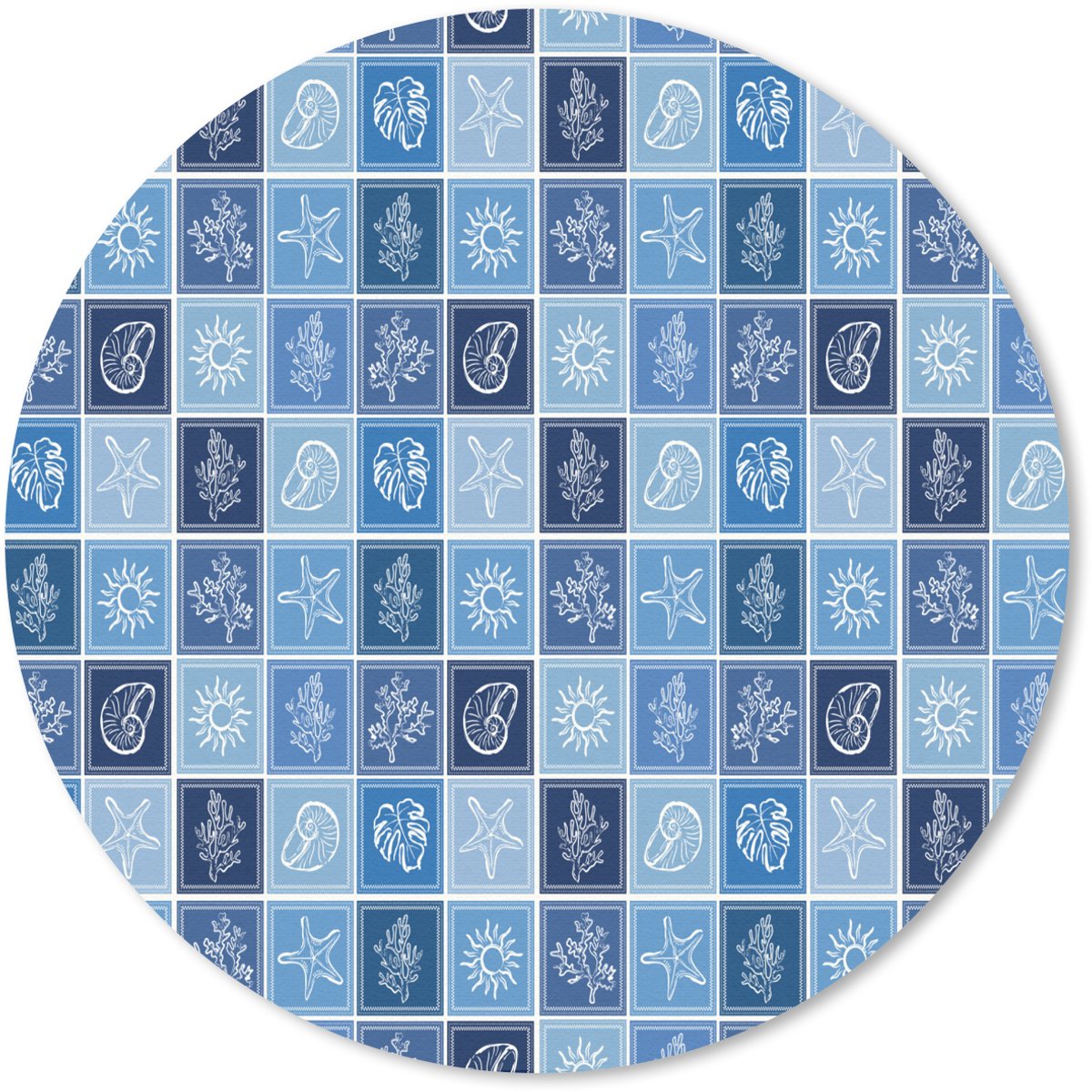 Muismat rond 50x50 cm - Mousepad Zee - Kust - Zomer - Blauw - Ronde muismatten