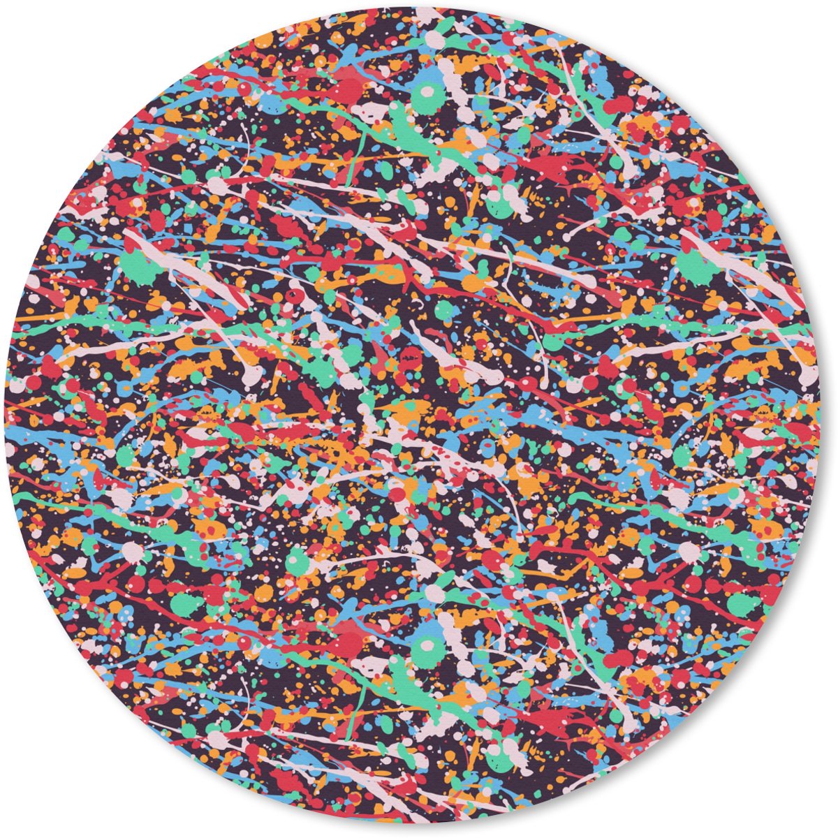Muismat rond 30x30 cm - Mousepad Spat - Abstract - Waterverf - Multi - Ronde muismatten