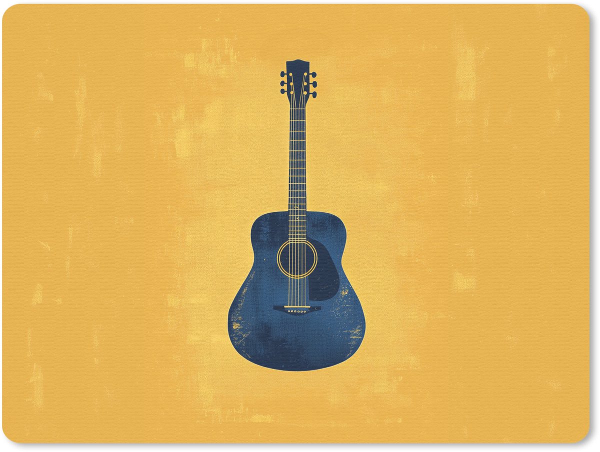 Muismat 23x19 cm - Mousepad Gitaar - Akoestisch - Geel - Minimalistisch - Muismatten
