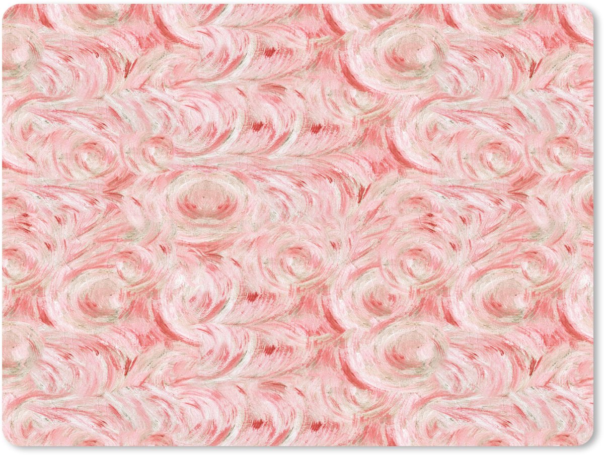 Muismat 23x19 cm - Mousepad Vloeiend - Olieverf - Roze - Muismatten