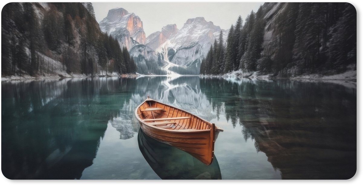 Muismat XXL 120x60 cm - Bureau onderlegger - Bureau mat Boot - Bergen - Natuur - Water - Bureaumat - Gaming mousepad xl - Bureaulegger groot - Computer deskmat