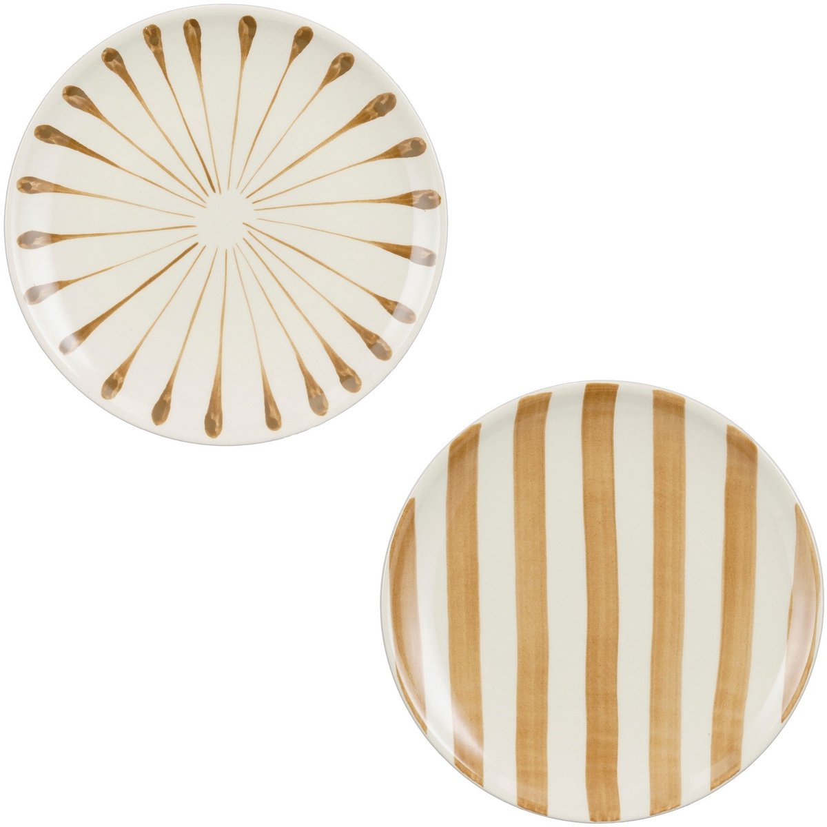 Mica Decorations Elsie Ontbijtbord - Assorti - H2 x Ø20 cm - Steengoed - Bruin