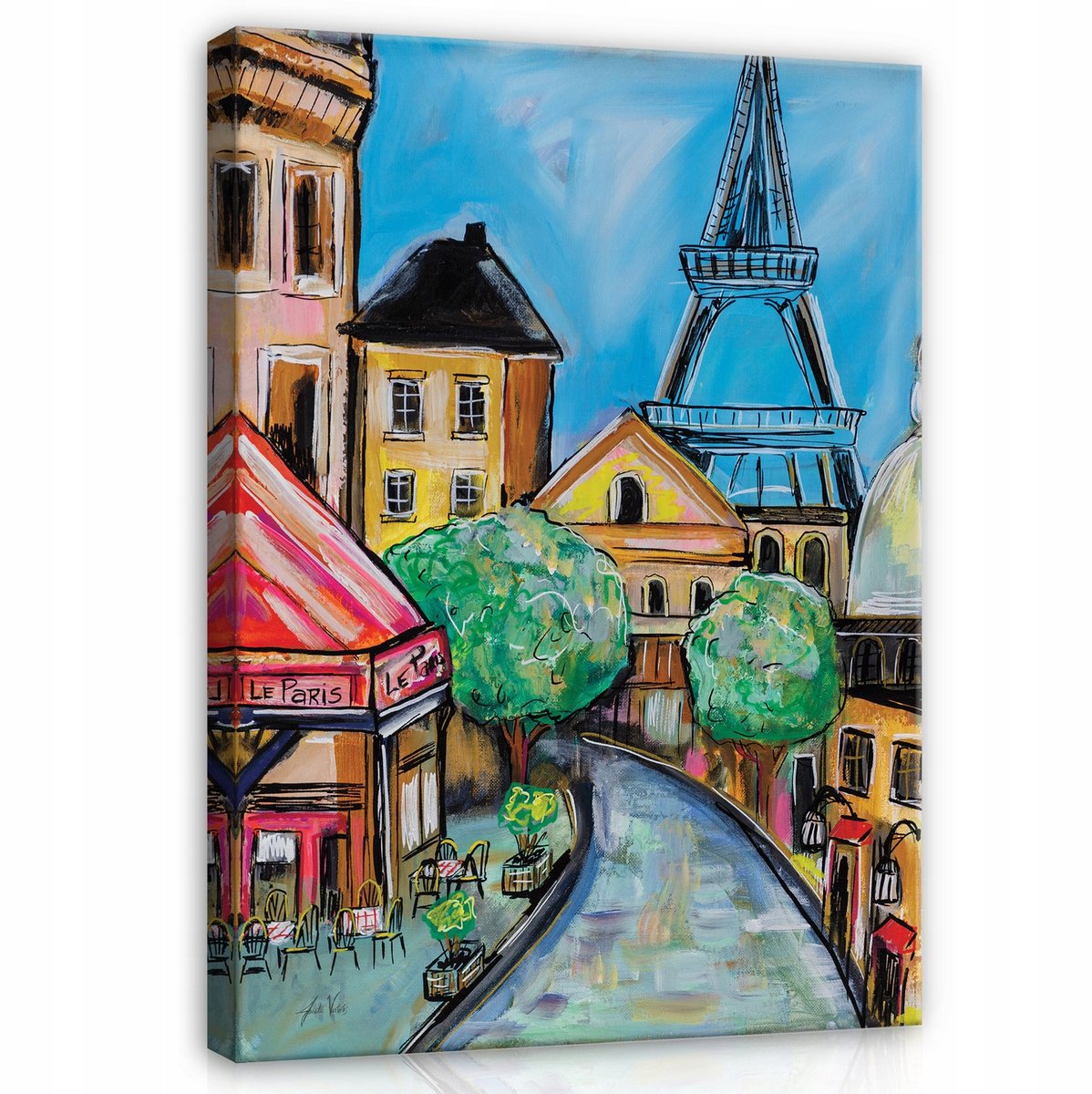 WALLARENA Canvas schilderij - 60x40 cm - afbeelding van de Eiffeltoren in Parijs voor de slaapkamer multikleurig