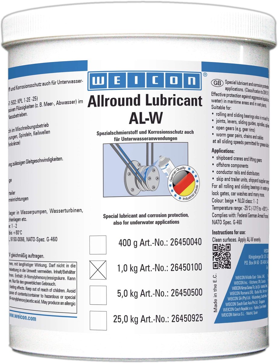 WEICON AL-W – Hoogwaardig vet 1 kg – Beige – Voor onderwatertoepassingen