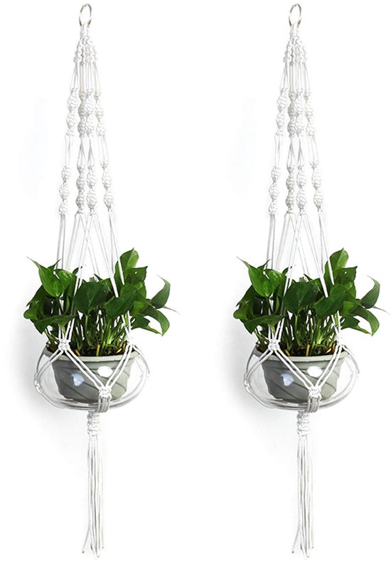 Plantenhanger - 1 macramé bloemenhanger katoenen touw - hangpot voor