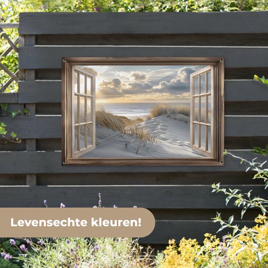 Affiche de jardin 120x80 cm - Décoration de jardin Vue - Plage - Dunes - Mer - Nature - Affiche pour le jardin - Décoration extérieure - Tableau de jardin clôture - Décoration murale sur toile de jardin - Décoration murale sur toile de balcon