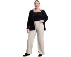 Trendyol Grijze Klittenband Riem Geplooide Wijde Gebreide Broek In Grote Maten Tbbss24Ar00035