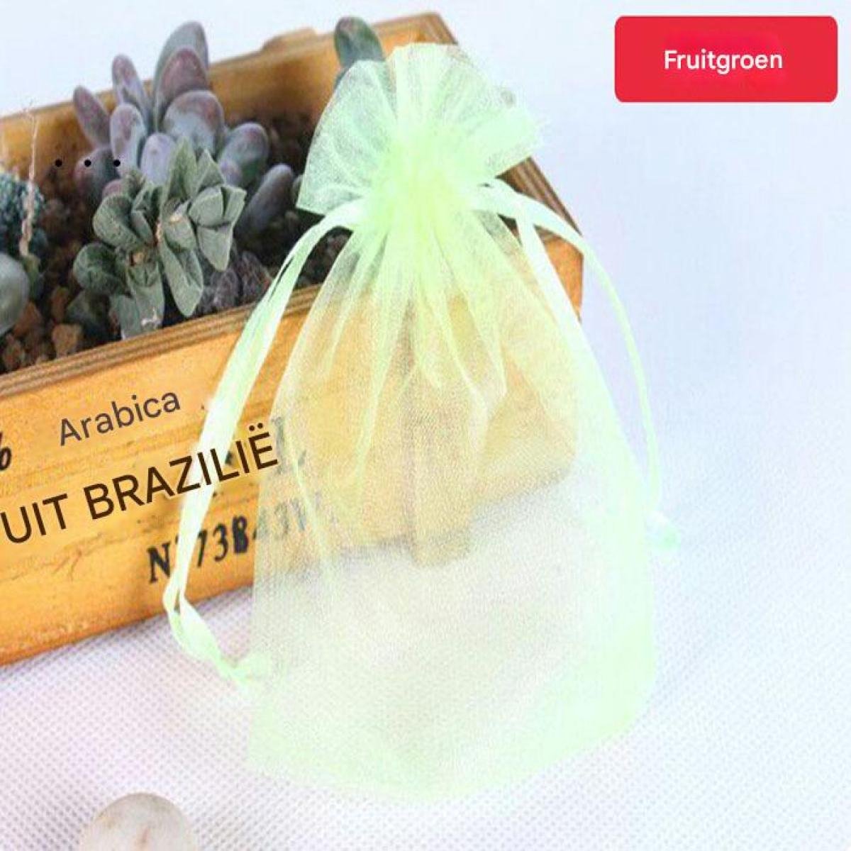 60x Fruitbeschermzakken 20×30 cm – Groene Organza Zakjes met Trekkoord – Herbruikbare Netzakken tegen Insecten & Vogels voor Druiven, Appels & Groenten