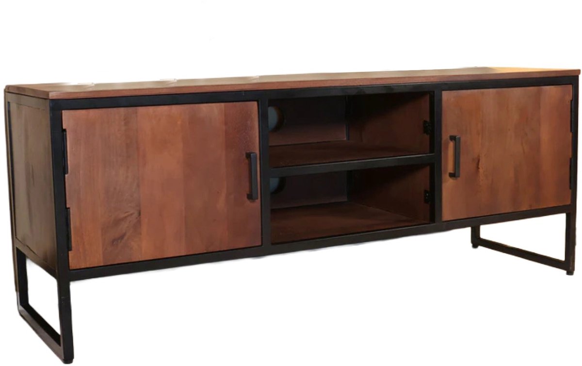 Tv meubel walnoot mangohout 130cm Liv tv kast duurzaam mango massief hout tv-meubel