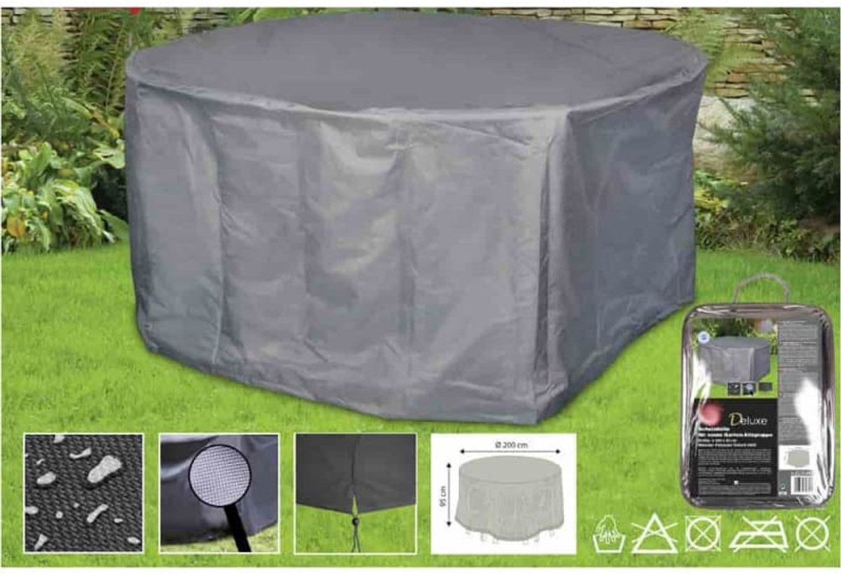 Beschermhoes Tuinmeubelen Rond 200x95 cm - Waterdicht & Duurzaam