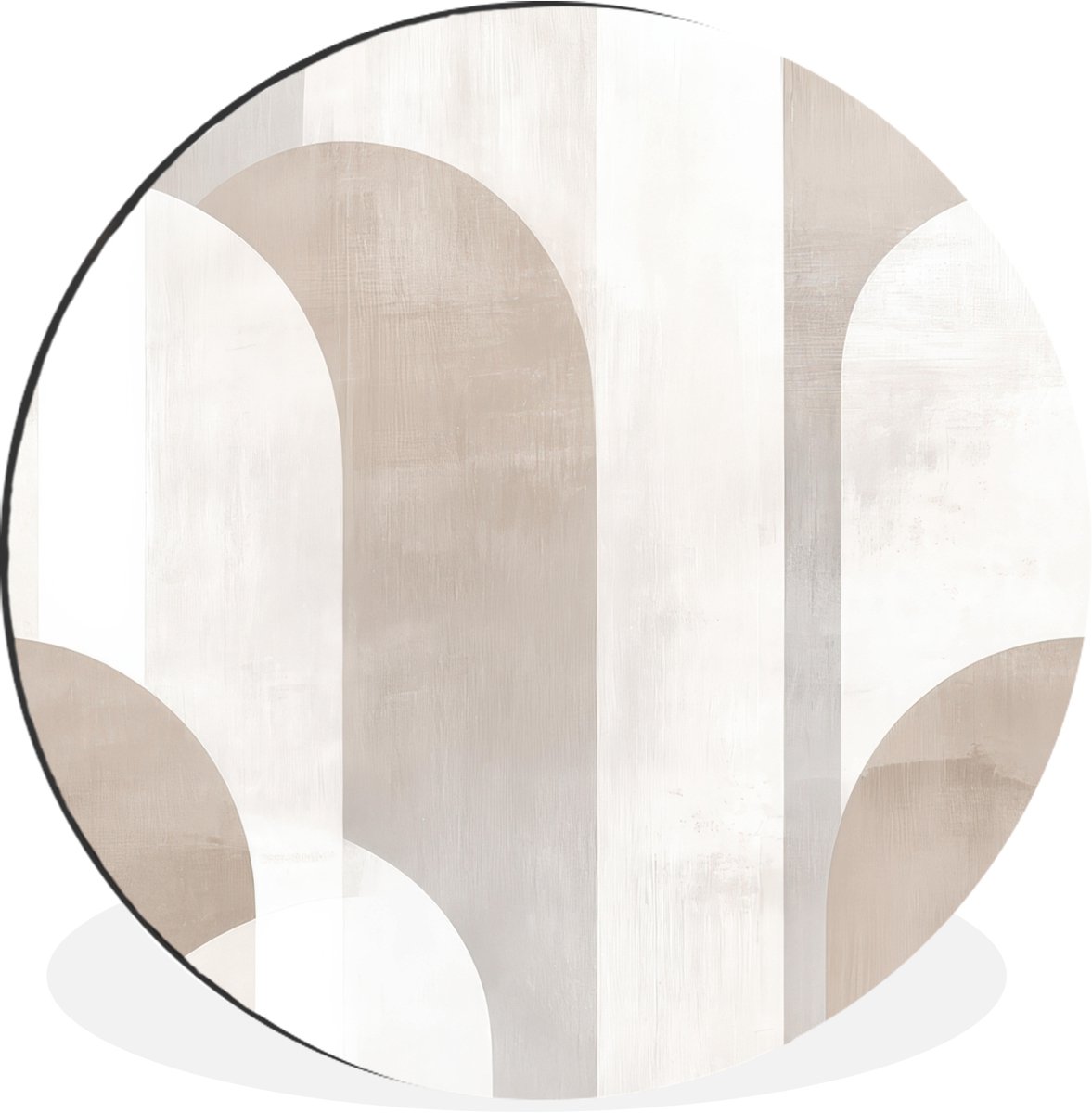WallCircle - Wandcirkel - Muurcirkel - Abstracte bogen - Modern - Beige - Aluminium - Dibond - 90x90 cm - Binnen en Buiten