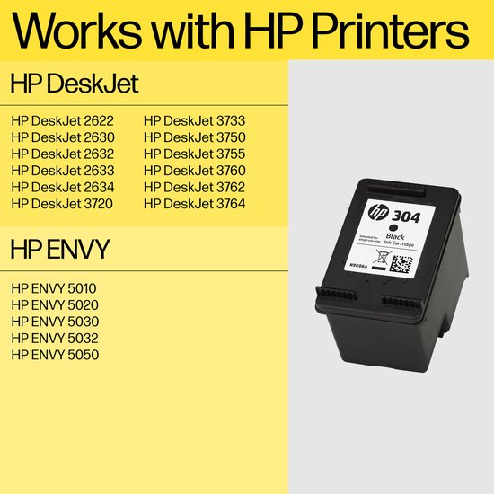 Huismerk HP 304XL Inktcartridge Zwart (N9K08AE) Hoge capaciteit kopen