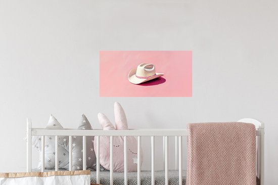 Muurstickers - Sticker Folie - Zomers - Hoed - Roze - 40x20 cm - Plakfolie - Muurstickers Kinderkamer - Zelfklevend Behang - Zelfklevend behangpapier - Stickerfolie