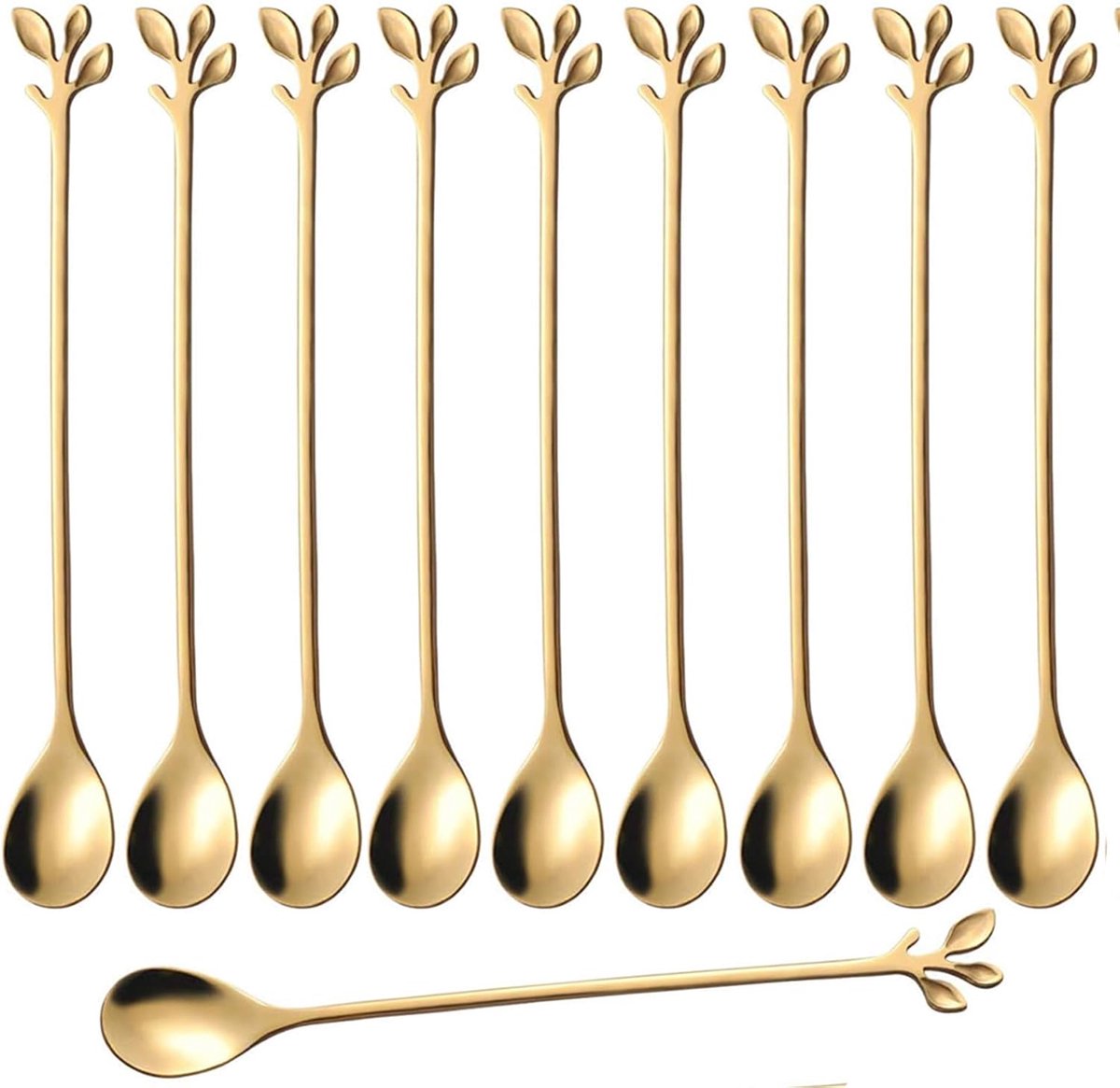 Gouden roestvrijstalen dessert- en fruitvorkjes, set van 8, servies, bestek, feestartikelen, 4,7 inch speciale demitasse roerlepels, mini saladevorkje en smakelijke taartvork