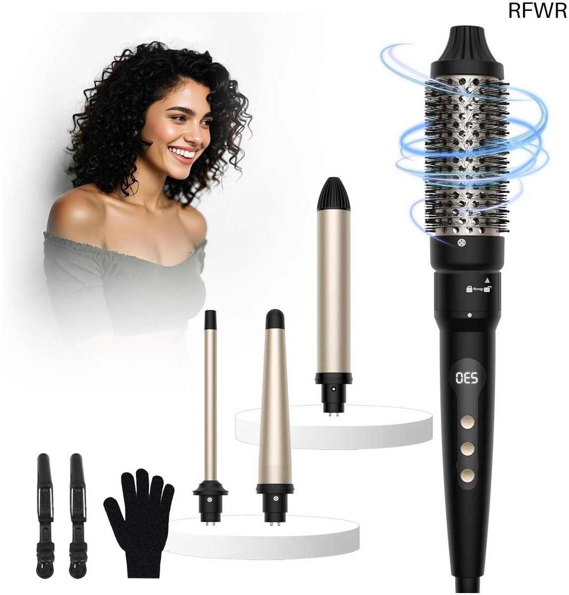 RFWR® Krultangset 4 In 1 Met Diverse Opzetstukken Voor Perfecte Krullen