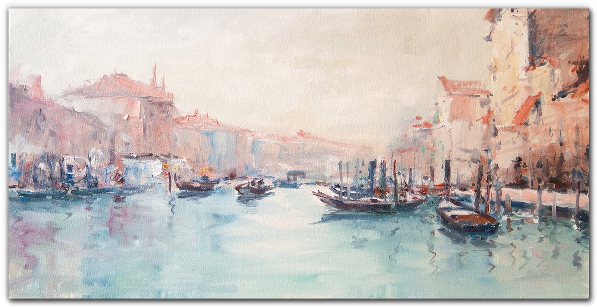 TULUP Canvas Doek Foto - Venetië, Italië Canvas Schilderij - 140 cm x 70 cm - Veelkleurig Canvas Doek Foto - Klassieke Canvas Kunst - Foto Canvas - Canvas Decoratie voor de Keuken Veelkleurig Venetië, Italië