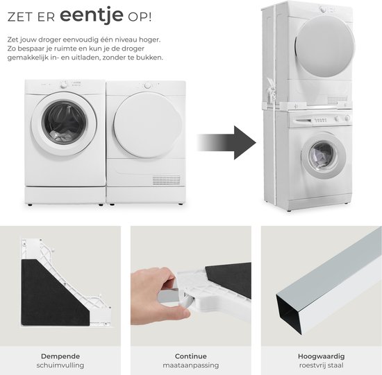 Bodo® - Stapelkit voor Wasmachine en Droger - Tussenstuk met uitschuif
