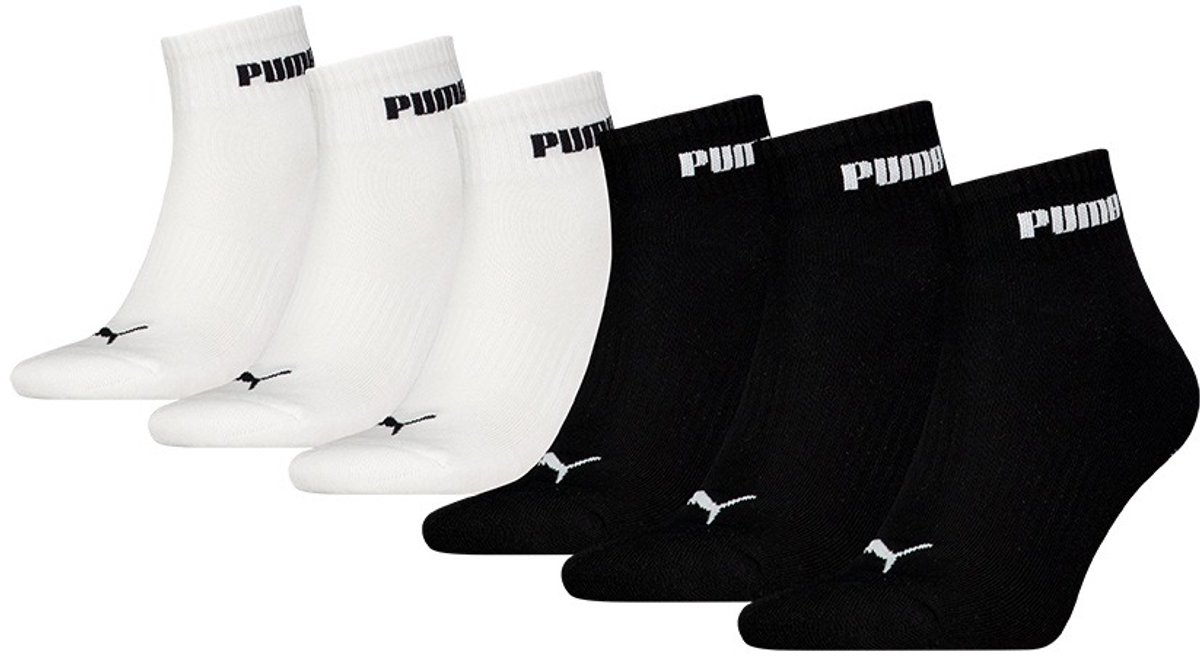 PUMA unisex 6P quartersokken cush next & Zwart