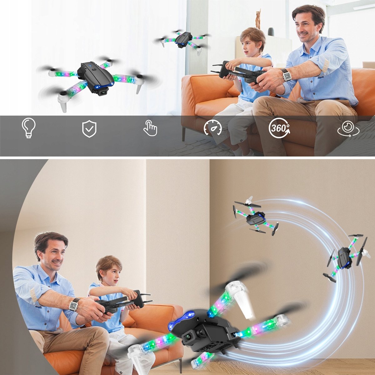 Drone Opvouwbare Quadcopter LED Dubbele Camera thumbnail 3