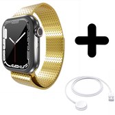 Bandje geschikt voor Geschikt voor Apple Watch bandje luxe metalen mesh bandje (goud) - Voor modellen: 38/40/41mm Incl. Oplader geschikt voor Geschikt voor Apple Watch 1/2/3/4/5/6/7/8/9/Ultra - Oplaadkabel - Kabel