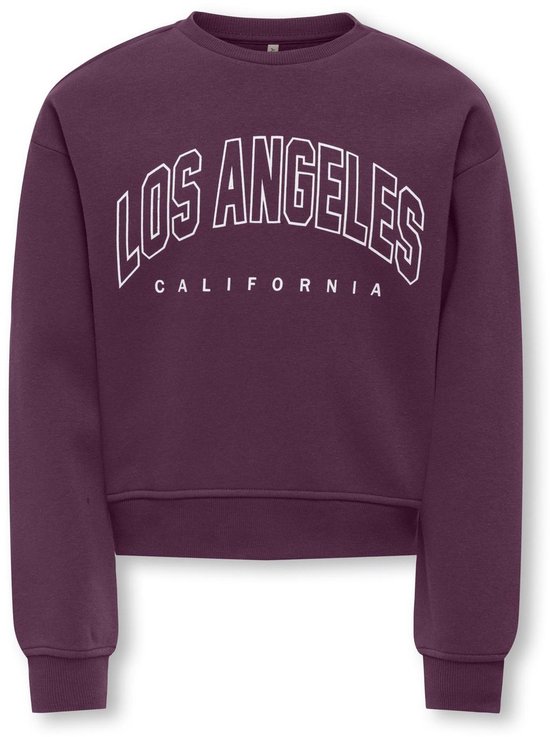 Bordeauxrode sweater met 'LOS ANGELES CALIFORNIA' in witte blokletters.