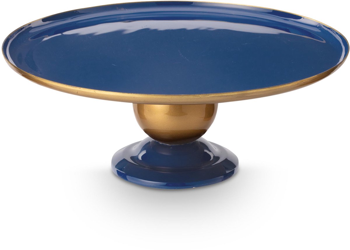 Pip Studio Serveerschaal Rond - Fruitschaal - Navy/ Goud - 32x12.5cm