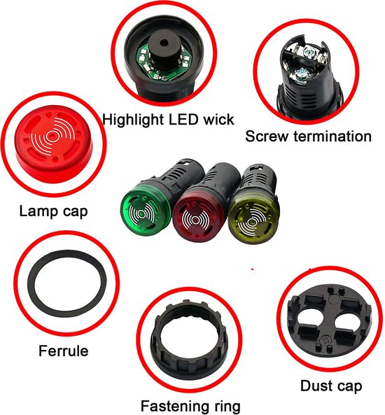 Gebildet 12Stück 22mm 220V-380VAC/20mA LED Betriebsanzeige, LED