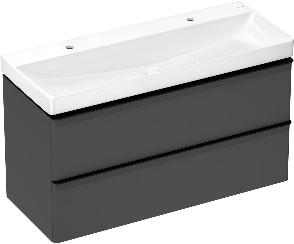Hansgrohe Xelu Q - Dubbele wastafel 120x48 cm, zonder overloop, 2 gaten voor kraan, SmartClean, wit 61042450