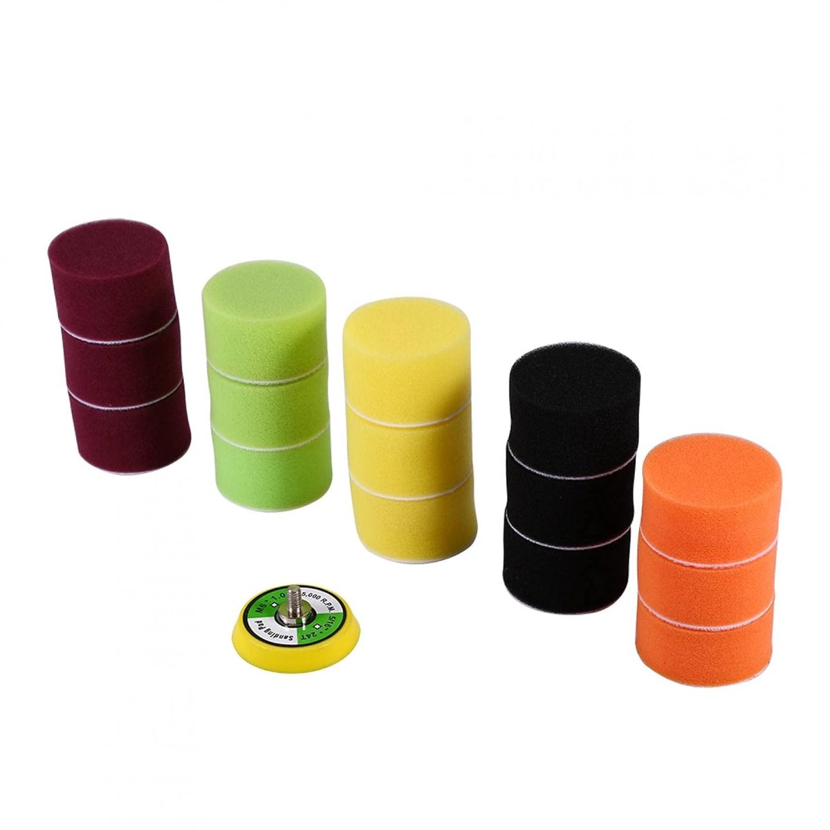 Polijst Pad 16 Stks 2 Inch 50mm Spons Platte Polijsten Buff Pad Set Voor Luchtschuurmachine Auto Polijstmachine - Draad M6X1 .